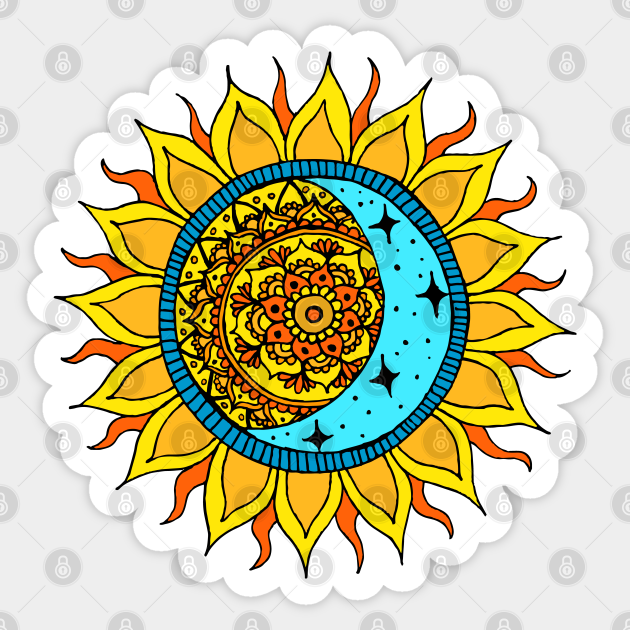 Sun and Moon Mandala - Sun And Moon - Sticker | TeePublic